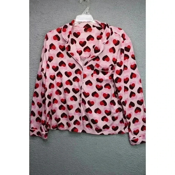 Kate Spade Women's Button Up Pajama Top-Size Medium-Hearts - Picture 1 of 8